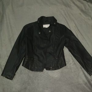 Kids Black leather jacket